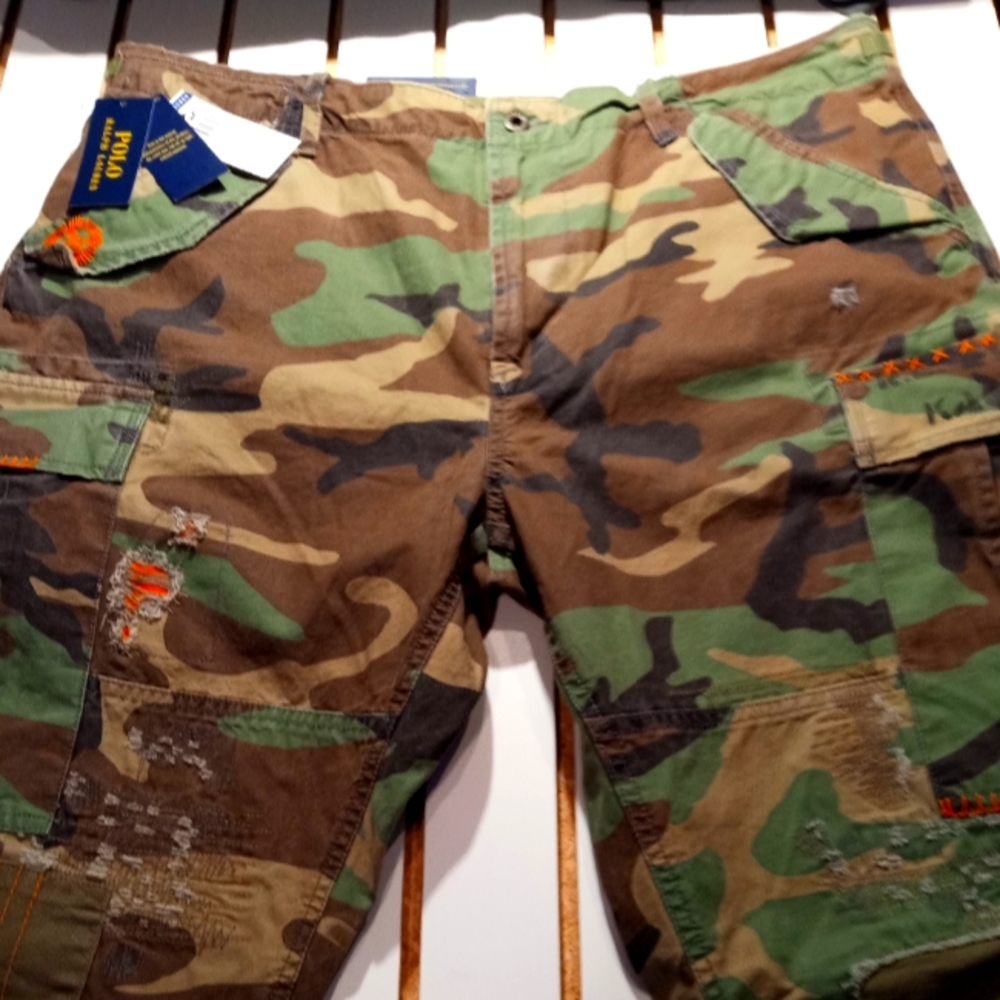 Polo Ralph Lauren Kauai Distressed USA Flag Camo Cargo Utility Pants